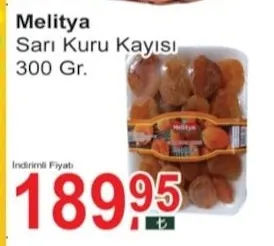 Melitya Sarı Kuru Kayısı 300 Gr.