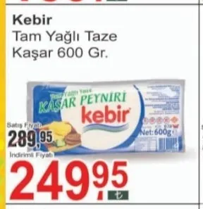 Kebir Tam Yağlı Taze Kaşar 600 Gr.