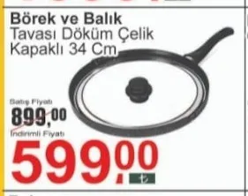 Börek Ve Balık Tavası Döküm Çelik Kapaklı 34 Cm
