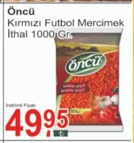 Öncü Kırmızı Futbol Mercimek İthal 1000 Gr