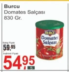 Burcu Domates Salçası 830 Gr.