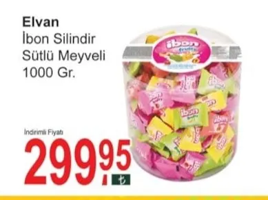 Elvan İbon Silindir Sütlü Meyveli 1000 Gr.