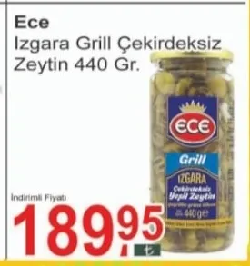 Ece Izgara Grill Çekirdeksiz Zeytin 440 Gr.