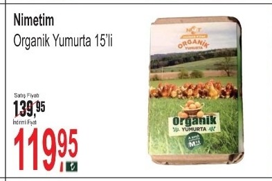 Nimetim Organik Yumurta 15'Li
