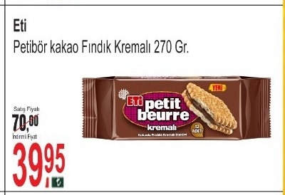 Eti Petibör Kakao Fındık Kremalı 270 Gr.