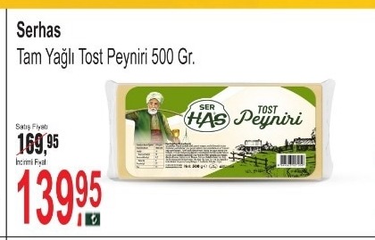 Serhas Tam Yağlı Tost Peyniri 500 Gr.