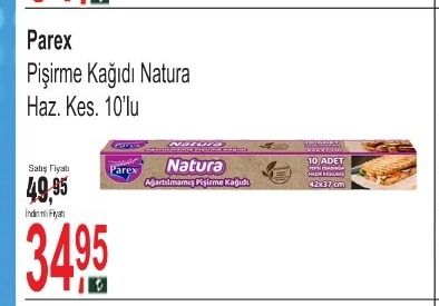 Parex Pişirme Kağıdı Natura Haz. Kes. 10'Lu
