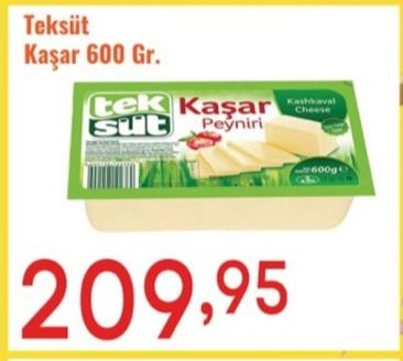 Teksüt Kaşar 600 Gr.