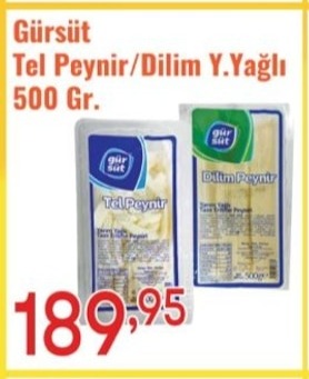 Gürsüt Tel Peynir/Dilim Y.Yağlı 500 Gr.