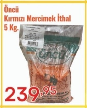 Öncü Kırmızı Mercimek İthal 5 Kg