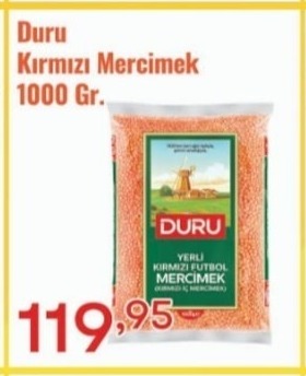 Duru Kırmızı Mercimek 1000 Gr