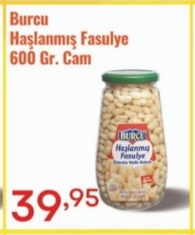 Burcu Haşlanmış Fasulye 600 Gr Cam