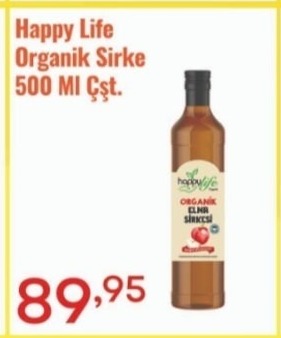 Happy Life Organik Sirke 500 Ml Çşt
