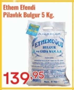 Ethem Efendi Pilavlık Bulgur 5 Kg