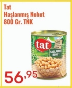 Tat Haşlanmış Nohut 800 Gr. Tnk