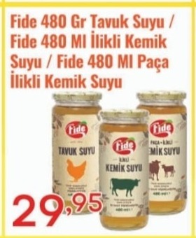 Fide 480 Gr Tavuk Suyu / Fide 480 Ml İlikli Kemik Suyu / Fide 480 Ml Paça İlikli Kemik Suyu