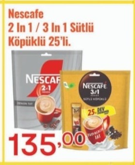Nescafe 2 In 1 / 3 In 1 Sütlü Köpüklü 25'Li