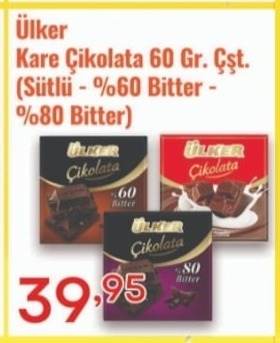 Ülker Kare Çikolata 60 Gr. Çşt.