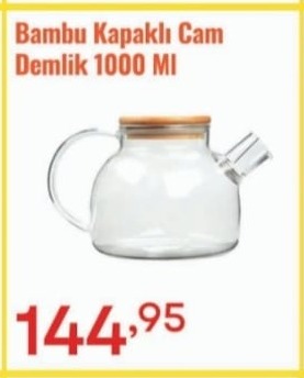 Bambu Kapaklı Cam Demlik 1000 Ml