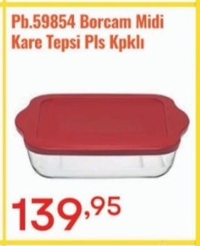 Pb.59854 Borcam Midi Kare Tepsi Pls Kpklı
