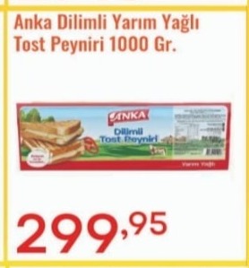 Anka Dilimli Yarım Yağlı Tost Peyniri 1000 Gr.