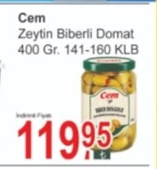 Cem Zeytin Biberli Domat 400 Gr. 141-160 Klb