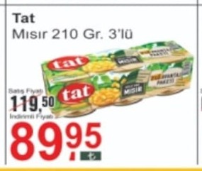 Tat Mısır 210 Gr. 3'Lü