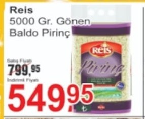 Reis 5000 Gr. Gönen Baldo Pirinç