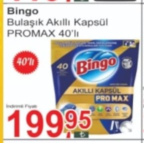 Bingo Bulaşık Akıllı Kapsül Promax 40'Lı