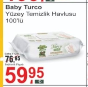 Baby Turco Yüzey Temizlik Havlusu 100'Lü