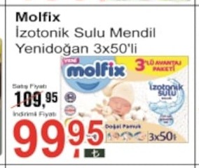 Molfix İzotonik Sulu Mendil Yenidoğan 3X50'Li