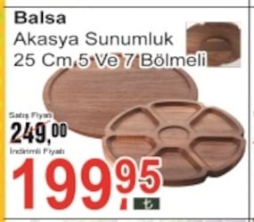 Balsa Akasya Sunumluk 25 Cm, 5 Ve 7 Bölmeli