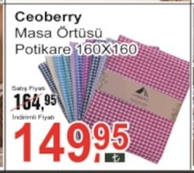 Ceoberry Masa Örtüsü Potikare 160X160