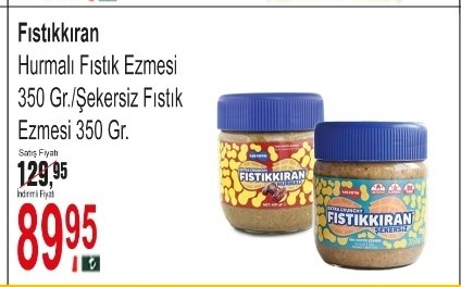 Fıstıkkıran Hurmalı Fıstık Ezmesi 350 Gr./Şekersiz Fıstık Ezmesi 350 Gr.
