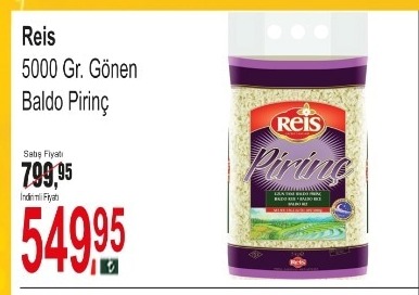 Reis 5000 Gr. Gönen Baldo Pirinç