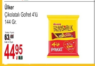 Ülker Çikolatalı Gofret 4'Lü 144 Gr.
