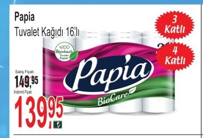 Papia Tuvalet Kağıdı 16'Lı