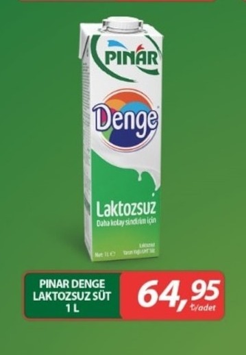 Pinar Denge Laktozsuz Süt 1L