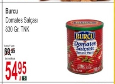Burcu Domates Salçası 830 Gr. Tnk