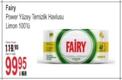 Fairy Power Yüzey Temizlik Havlusu Limon 100'Lü