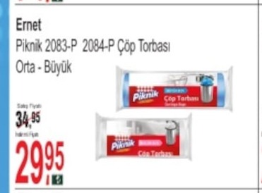 Ernet Piknik 2083-P 2084-P Çöp Torbası Orta - Büyük