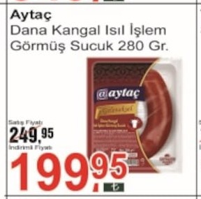 Aytac Dana Kangal Isıl Işlem Görmüş Sucuk 280 Gr.