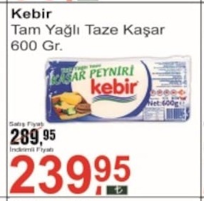 Kebir Tam Yağlı Taze Kaşar 600 Gr.