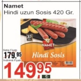 Namet Hindi Uzun Sosis 420 Gr.
