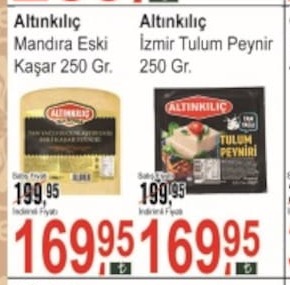 Altinkiliç Mandira Eski Kaşar 250 Gr. / Altinkiliç İzmir Tulum Peynir 250 Gr.