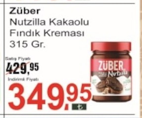 Züber Nutzilla Kakaolu Fındık Kreması 315 Gr.