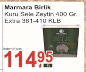 Marmara Birlik Kuru Sele Zeytin 400 Gr Extra 381-410 Klb