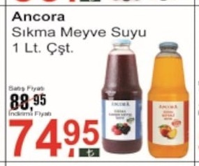 Ancora Sıkma Meyve Suyu 1 Lt. Çst.