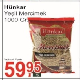Hünkar Yeşil Mercimek 1000 Gr.