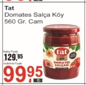 Tat Domates Salça Köy 560 Gr.